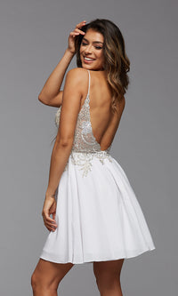  Embroidered-Sheer-Bodice Short Prom Dress