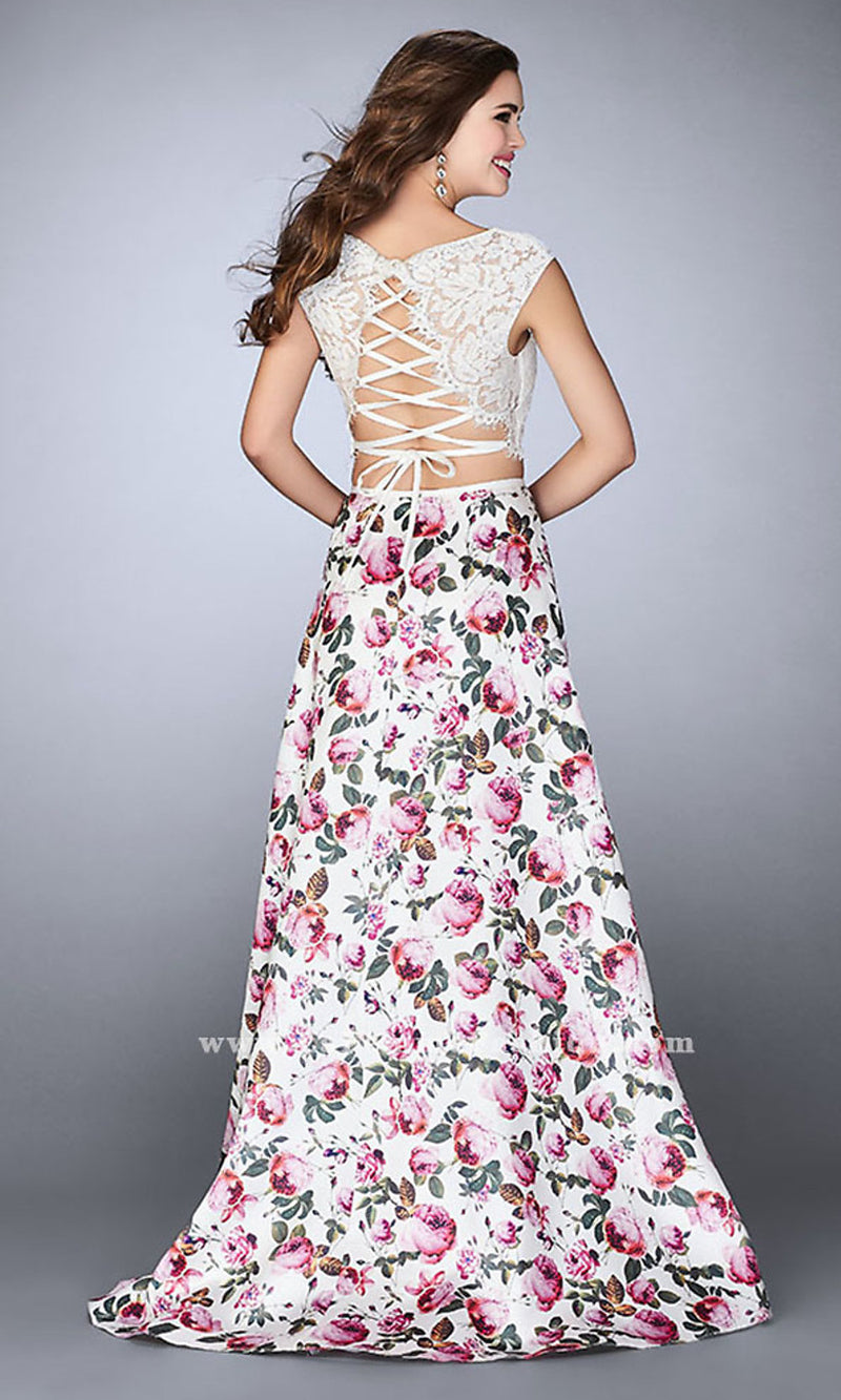 Open Back Two Piece Long Freshman Prom Dress with Fucisha Skirt main image 1