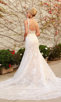  Long White Lace Mermaid Formal Gown with Train