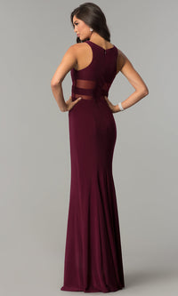  Long Formal Dress with Sheer-Illusion Insets