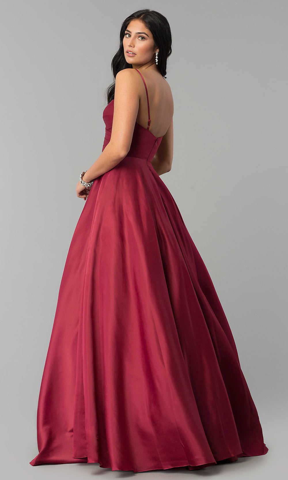  Pleated-Bodice Long Classic Formal Ball Gown