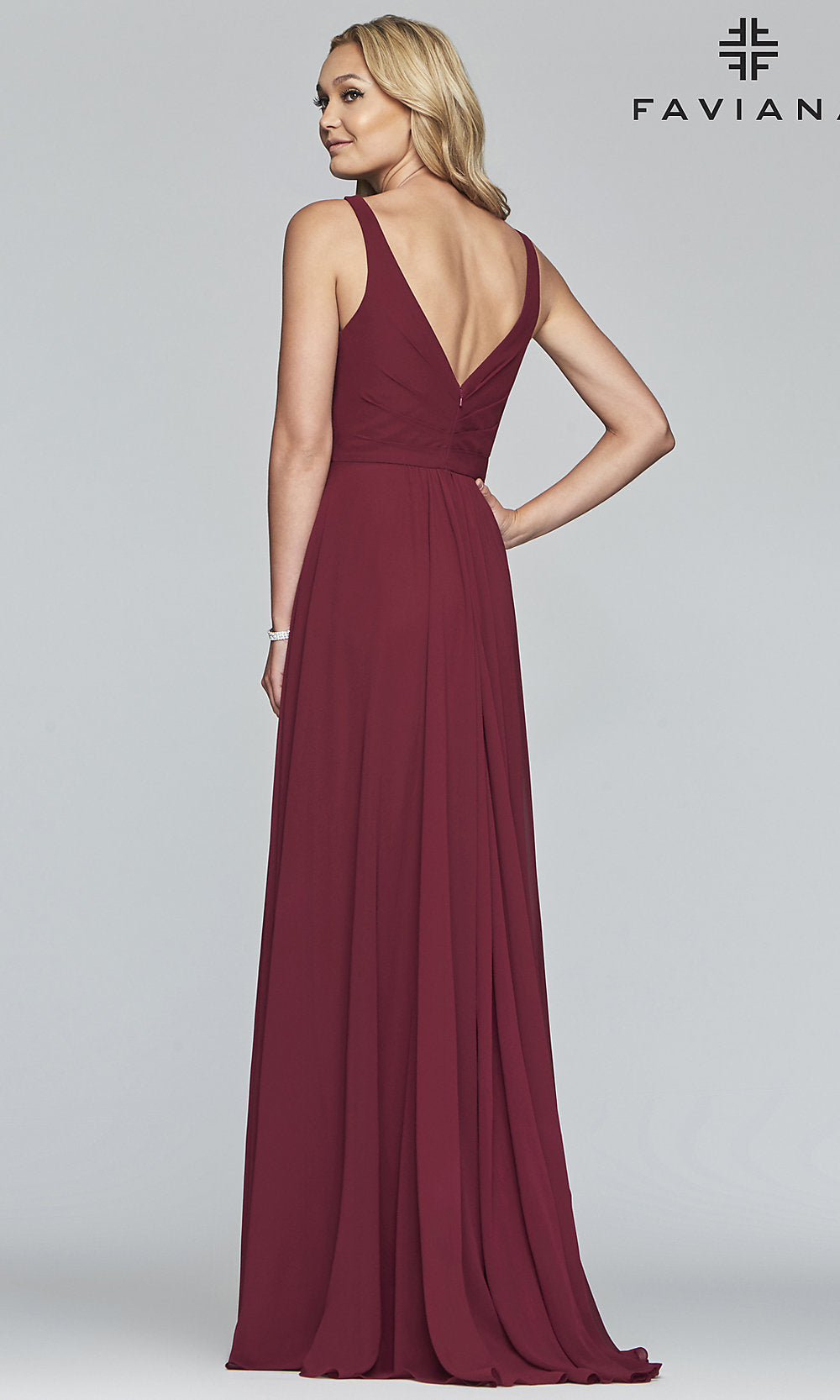  Long Faviana Classic V-Neck Formal Gown