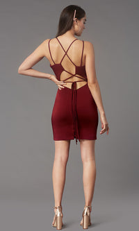  Faviana Corset-Open-Back Short Party Dress