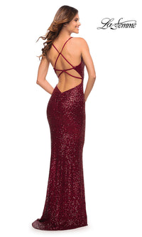  Rose Gold Long La Femme Sequin Prom Dress