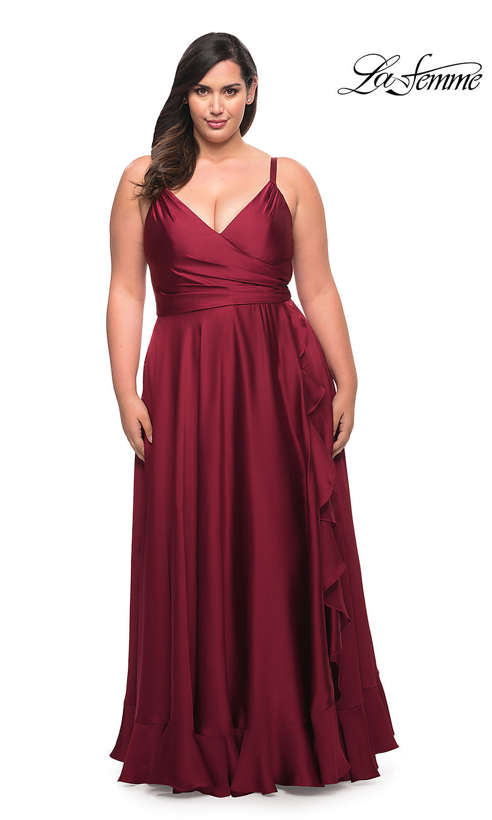 La Femme Long Plus-size Formal Prom Dress with Ruffle La Femme Long Plus-size Formal Prom Dress with Ruffle