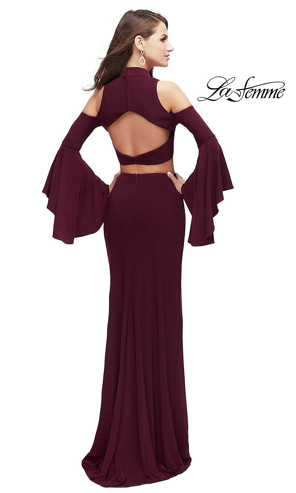  La Femme Long Cold-Shoulder Prom Dress