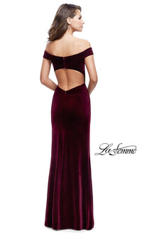  Off-the-Shoulder Long Velvet Prom Dress by La Femme