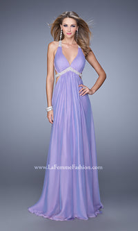 Wisteria La Femme Long Halter Prom Dress with Open Back