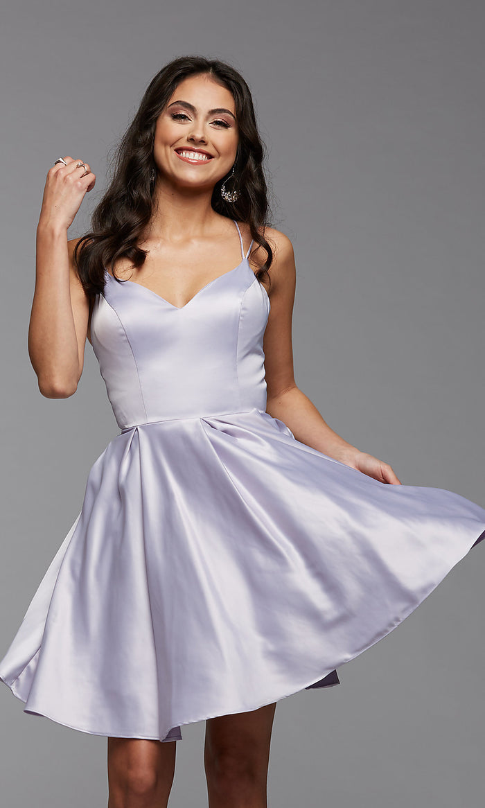 Wisteria V-Neck Cute Short Fit-and-Flare Prom Dress