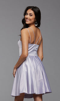  V-Neck Cute Short Fit-and-Flare Prom Dress