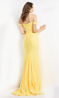  JVN by Jovani Off-Shoulder V-Neck Long Prom Dress