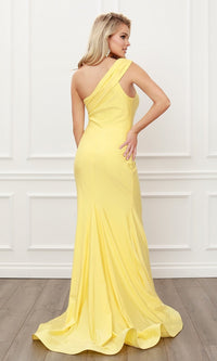  Long Satin One-Shoulder Classic Formal Prom Dress